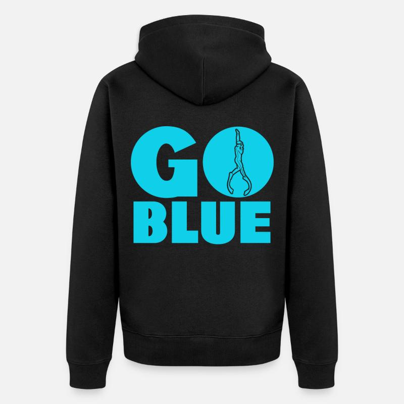 Go Blue - Apnoe Freitauchen - Unisex Premium Bio Zip Hoodie - Schwarz