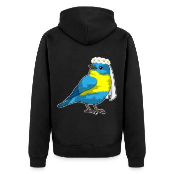 Vogel Braut Blumenkranz Hochzeit - Unisex Premium Bio Zip Hoodie - Schwarz - Hinten - Nico (187cm)