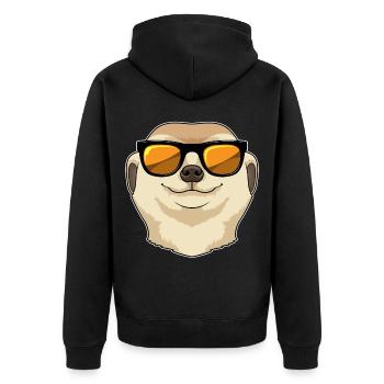 Erdmännchen Sonnenbrille - Unisex Premium Bio Zip Hoodie - Schwarz - Hinten - Nico (187cm)