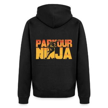Parkour Ninja Parkour Lovers - Unisex Premium Organic Zip Hoodie - black - Back - Nico (187cm)
