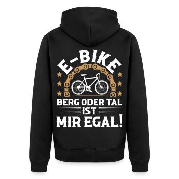 E-Bike - Unisex Premium Bio Zip Hoodie - Schwarz - Hinten - Nico (187cm)
