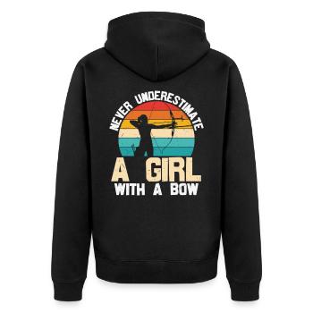 Funny Archery Design For Girls Bowhunter - Unisex Premium Organic Zip Hoodie - black - Back - Nico (187cm)