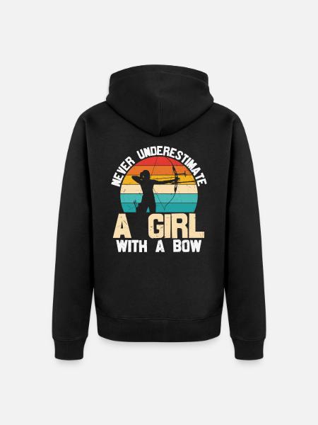 Lustiges Bogenschießen Design für Mädchen Bogenjäger - Unisex Premium Bio Zip Hoodie - Schwarz