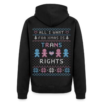 Ugly Xmas Sweater Droits Trans - Veste à capuche bio Premium Unisexe - noir - Dos - Nico (187cm)