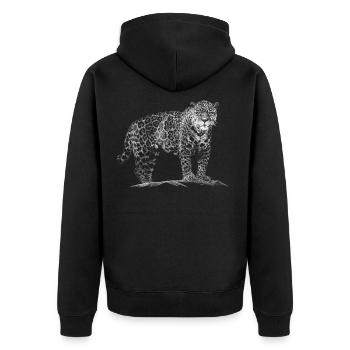 Leopard - Unisex Premium Organic Zip Hoodie - black - Back - Nico (187cm)