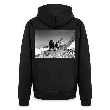 Three men and a telescope - Unisex Premium Organic Zip Hoodie - black - Back - Nico (187cm)