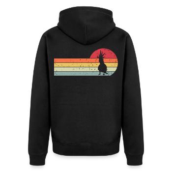 Kakadu - Unisex Premium Bio Zip Hoodie - Schwarz - Hinten - Nico (187cm)