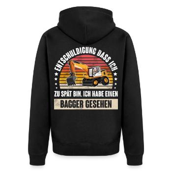 Bagger - Unisex Premium Bio Zip Hoodie - Schwarz - Hinten - Nico (187cm)