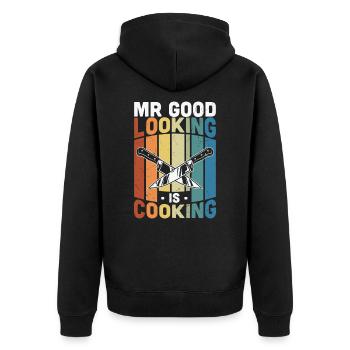 Citation de cuisine Mr Good Looking Is Cooking - Veste à capuche bio Premium Unisexe - noir - Dos - Nico (187cm)