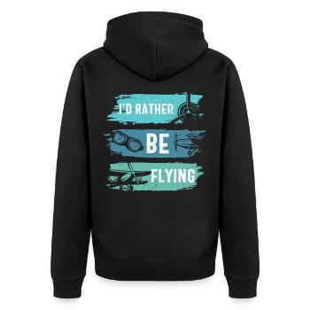 Ich fliege lieber lustiger Flugzeugpilot - Unisex Premium Bio Zip Hoodie - Schwarz - Hinten - Nico (187cm)