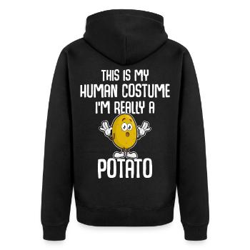 Kartoffel - Unisex Premium Bio Zip Hoodie - Schwarz - Hinten - Nico (187cm)
