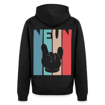 9. Geburtstag Endlich 9 Jahre - Unisex Premium Bio Zip Hoodie - Schwarz - Hinten - Nico (187cm)