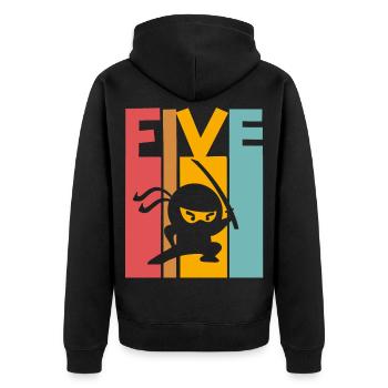 Ninja 5ème anniversaire Enfants - Veste à capuche bio Premium Unisexe - noir - Dos - Nico (187cm)