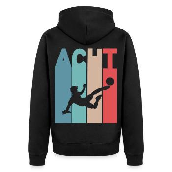 8 Jahre Kinder 8. Geburtstag Fußball - Unisex Premium Bio Zip Hoodie - Schwarz - Hinten - Nico (187cm)