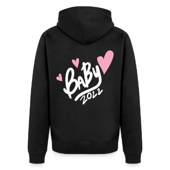 Baby 2022 - Neugeborenes 2022 - Unisex Premium Bio Zip Hoodie - Schwarz - Hinten - Nico (187cm)