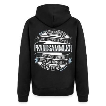 Pfandsammler - Unisex Premium Bio Zip Hoodie - Schwarz - Hinten - Nico (187cm)