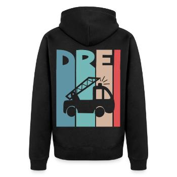 Feuerwehr 3 Jahre Kinder - Unisex Premium Bio Zip Hoodie - Schwarz - Hinten - Nico (187cm)