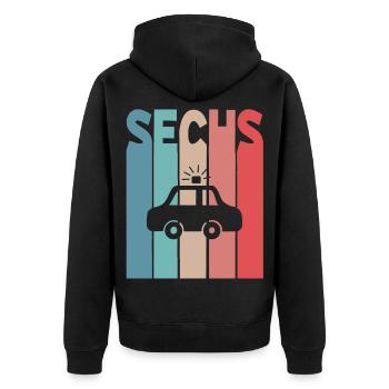 6 Jahre Polizeiauto Polizei - Unisex Premium Bio Zip Hoodie - Schwarz - Hinten - Nico (187cm)