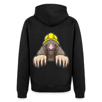 Maulwurf Bergarbeiter Bergbau - Unisex Premium Bio Zip Hoodie - Schwarz - Hinten - Nico (187cm)