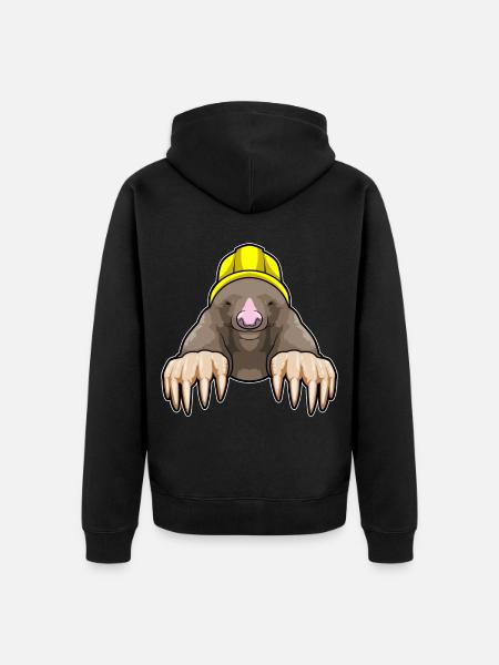 Maulwurf Bergarbeiter Bergbau - Unisex Premium Bio Zip Hoodie - Schwarz