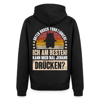 Bär Umarmung Lustig - Unisex Premium Bio Zip Hoodie - Schwarz - Hinten - Nico (187cm)