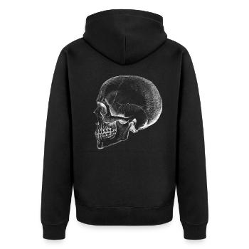 Schädel - Unisex Premium Bio Zip Hoodie - Schwarz - Hinten - Nico (187cm)