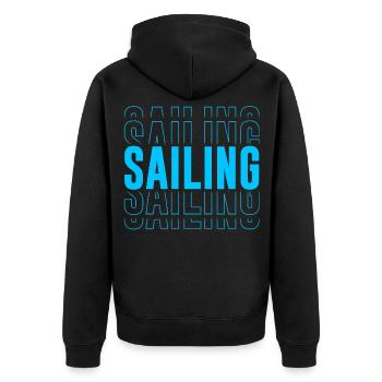 Sailing Typography - Text Stacked - Unisex Premium Organic Zip Hoodie - black - Back - Nico (187cm)
