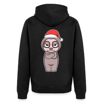 Faultier Weihnachten - Unisex Premium Bio Zip Hoodie - Schwarz - Hinten - Nico (187cm)