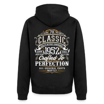 70. Geburtstag Baujahr 1952 Geburtsjahr - Unisex Premium Bio Zip Hoodie - Schwarz - Hinten - Nico (187cm)
