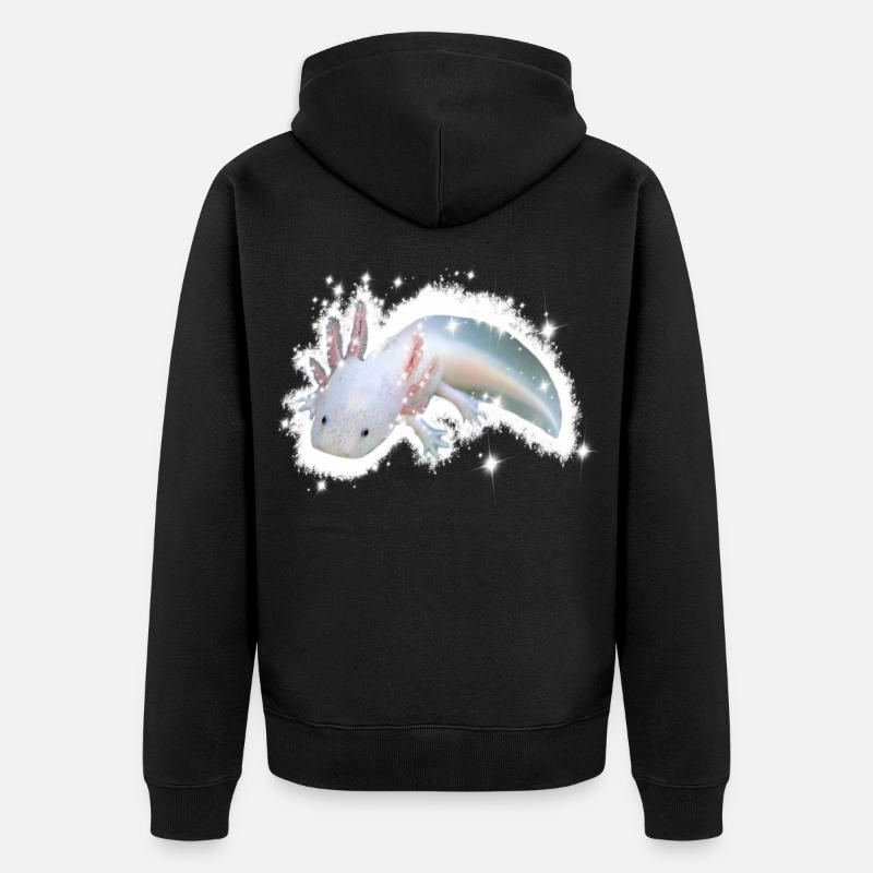 axolotl blanc - Veste à capuche bio Premium Unisexe - noir