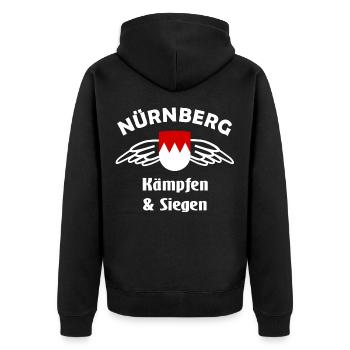 Nürnberg Fans - Unisex Premium Bio Zip Hoodie - Schwarz - Hinten - Nico (187cm)