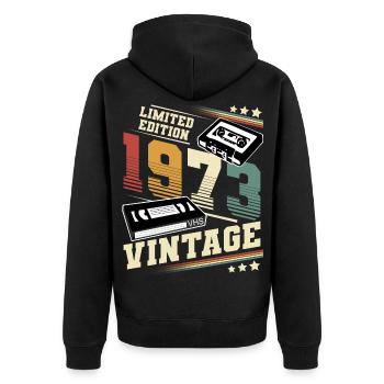 1973 Geburtsjahr Baujahr Geburtstag vintage - Unisex Premium Bio Zip Hoodie - Schwarz - Hinten - Nico (187cm)