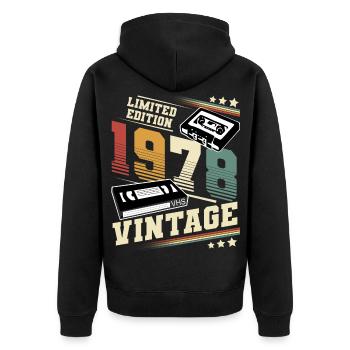 1978 Geburtsjahr Baujahr Geburtstag Vintage - Unisex Premium Bio Zip Hoodie - Schwarz - Hinten - Nico (187cm)