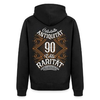 90. Geburtstag Antiquität Rarität - Unisex Premium Bio Zip Hoodie - Schwarz - Hinten - Nico (187cm)