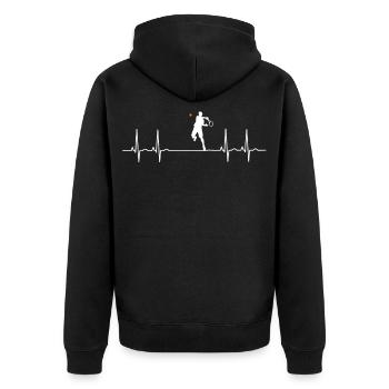 ECG tennis, pouls, battement cardiaque, joueur, court de match, comme - Veste à capuche bio Premium Unisexe - noir - Dos - Nico (187cm)