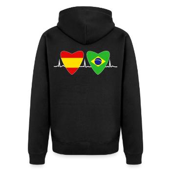Brésil Espagnol Drapeau Brésilien Cadeau - Veste à capuche bio Premium Unisexe - noir - Dos - Nico (187cm)