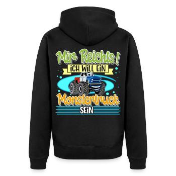 Monstertruck - Unisex Premium Bio Zip Hoodie - Schwarz - Hinten - Nico (187cm)