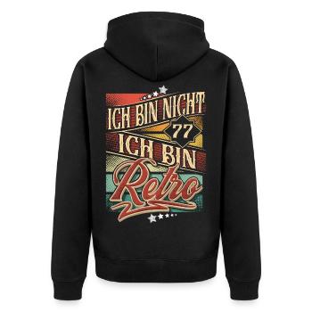 77. Geburtstag 77 Jahre Retro Vintage - Unisex Premium Bio Zip Hoodie - Schwarz - Hinten - Nico (187cm)