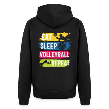 Eat Sleep Volleyball Repeat - Unisex Premium Organic Zip Hoodie - black - Back - Nico (187cm)