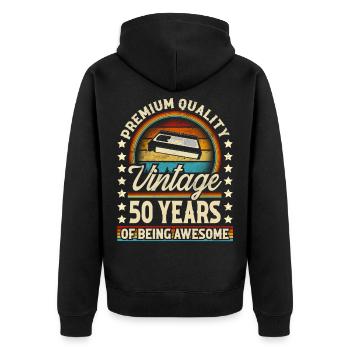 50. Geburtstag Vintage Vhs - Unisex Premium Bio Zip Hoodie - Schwarz - Hinten - Nico (187cm)