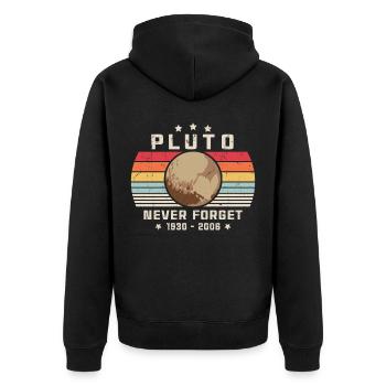 Never Forget Pluto - Unisex Premium Organic Zip Hoodie - black - Back - Nico (187cm)