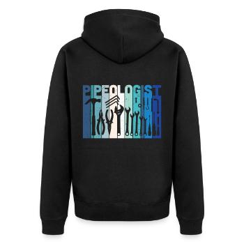 Pipeologist Plumber Tools - Unisex Premium Organic Zip Hoodie - black - Back - Nico (187cm)