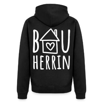 Bauherrin Haus bauen Baustelle Eigenheim Hausbau - Unisex Premium Bio Zip Hoodie - Schwarz - Hinten - Nico (187cm)