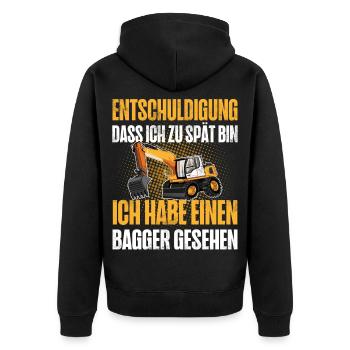 Bagger - Unisex Premium Bio Zip Hoodie - Schwarz - Hinten - Nico (187cm)