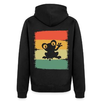 Frosch - Unisex Premium Bio Zip Hoodie - Schwarz - Hinten - Nico (187cm)