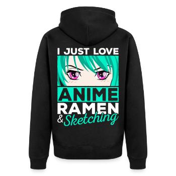 J’adore Anime Ramen Sketching Manga Cadeau - Veste à capuche bio Premium Unisexe - noir - Dos - Nico (187cm)