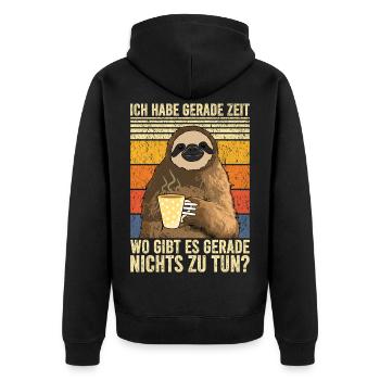 Ich Habe Jetzt Zeit Faultier Kaffee Arbeitskollege - Unisex Premium Bio Zip Hoodie - Schwarz - Hinten - Nico (187cm)