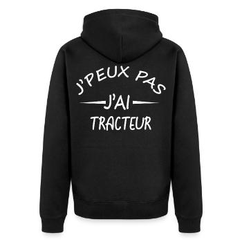 J'peux pas j'ai tracteur - Je peux pas j'ai tracte - Veste à capuche bio Premium Unisexe - noir - Dos - Nico (187cm)