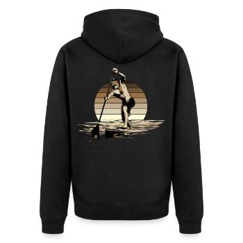 Standup Paddleboarding - SUP - Unisex Premium Organic Zip Hoodie - black - Back - Nico (187cm)