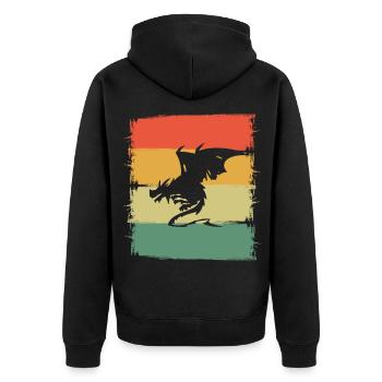 Dragon Dragon - Unisex Premium Organic Zip Hoodie - black - Back - Nico (187cm)